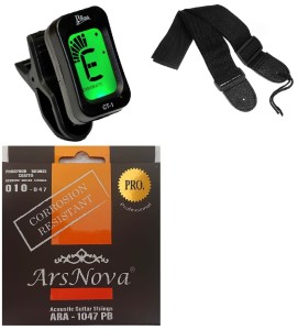 STRUNY DO GITARY AKUSTYCZNEJ ARA-1047+TUNER CT-1+PASEK PJ-20