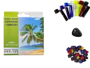 PROMO@ STRUNY DO UKULELE CZARNY NYLON + AKCESORIA