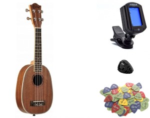 UKULELE SOPRANOWE W KSZTAŁCIE ANANASA + AKCESORIA