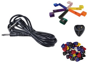 PROMO-KABEL GITAROWY JACK 6,3MM- JACK KĄT 6,3MM + AKCESORIA