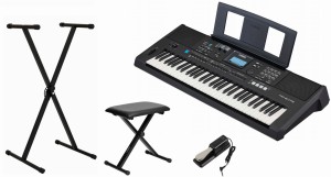 KEYBOARD YAMAHA PSR-E473 + STATYW - ŁAWA - SUSTAIN