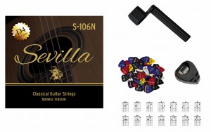 STRUNY DO GITARY KLASYCZNEJ SEVILLA - NYLONOWE + AKCESORIA