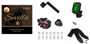 STRUNY DO GITARY KLASYCZNEJ SEVILLA + STROIK + AKCESORIA  