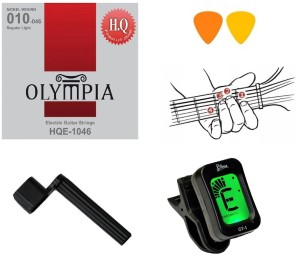 STRUNY DO GITARY ELEKTRYCZNEJ OLYMPIA HQE-1046 + TUNER + KORBKA + KATALOG + KOSTKI   