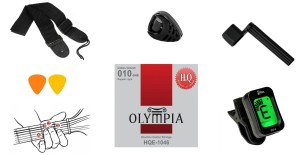 STRUNY DO GITARY ELEKTRYCZNEJ OLYMPIA HQE 1046 + TUNER + KORBKA + PASEK + PICKHOLDER + KOSTKI + CHWYTY + GRATIS  