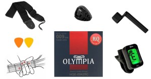 STRUNY DO GITARY ELEKTRYCZNEJ OLYMPIA HQE 0942RC+TUNER+KORBKA+PASEK ZESTAW