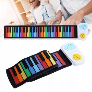 Silikonowe składane pianino dla dzieci i dorosłych / ROLL UP PIANO PT49 RAINBOW