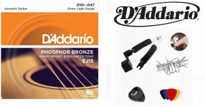 Struny do gitary akustycznej Daddario EJ15 10-47 + AKCESORIA
