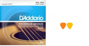STRUNY DO GITARY AKUSTYCZNEJ D'Addario EJ16 - 12-53 + GRATIS