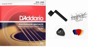STRUNY DO GITARY AKUSTYCZNEJ D'ADDARIO EJ17 013-056 + PICKHOLDER + KOSTKI +