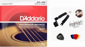 STRUNY DO GITARY AKUSTYCZNEJ D'ADDARIO EJ17 013-056 + AKCESORIA