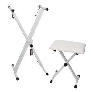 STATYW / STOJAK POD KEYBOARD PIANINO ORGANY PODWÓJNY - AMBRA X4 WH + ŁAWA