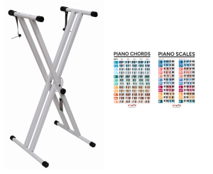 STATYW / STOJAK POD KEYBOARD PIANINO ORGANY PODWÓJNY - AMBRA X4 WH + GRATIS