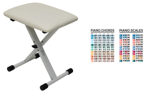 STOŁEK DO KEYBOARDU ŁAWA SIEDZISKO - PRIMA PKB-100 WH + GRATIS 