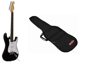 GITARA ELEKTRYCZNA STRATOCASTER MONTANA ST-1BK + POKROWIEC