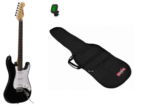 GITARA ELEKTRYCZNA STRATOCASTER MONTANA ST-1BK + POKROWIEC + TUNER