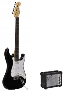 GITARA ELEKTRYCZNA STRATOCASTER MONTANA ST-1BK + WZMACNIACZ