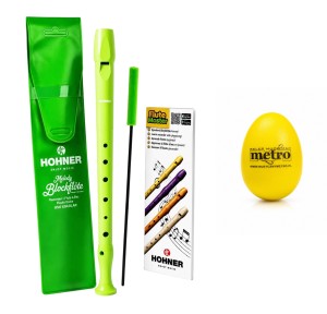 Flet prosty sopranowy do szkoły hohner 9508 green - zielony + jajko marakas
