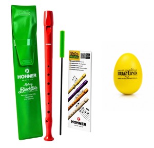 Flet prosty sopranowy do szkoły hohner 9508 red - czerwony + jajko marakas