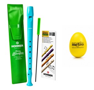Flet prosty sopranowy do szkoły hohner 9508 light blue - błękitny + marakas