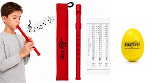 FLAŻOLET Z ETUI - SZKOLNY CZERWONY TONACJA "D" EVER PLAY SI-922 RD + MARAKAS
