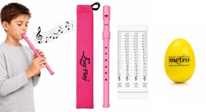 FLAŻOLET Z ETUI - SZKOLNY RÓŻOWY TONACJA "D" EVER PLAY SI-922 PK + MARAKAS