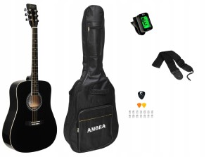Gitara akustyczna Dreadnought PRIMA PAG-BK + POKROWIEC + TUNER + GRATISY