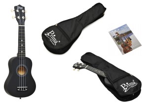 UKULELE SOPRANOWE PRIMA PUS-100BK + POKROWIEC + CHWYTY NA UKULELE
