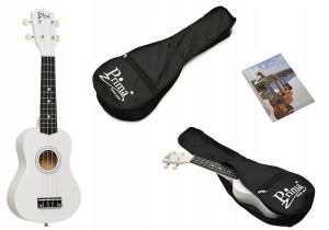 UKULELE SOPRANOWE PRIMA PUS-100WH + POKROWIEC + CHWYTY NA UKULELE